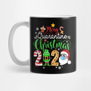 Funny quarantine Christmas Elf Santa wearing FaceMask Candy Cane Snowflakes Gift Christmas 2020 Mug